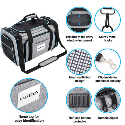 Airline Approved Pet Carrier, Large Soft Sided Pet Travel TSA Carrier