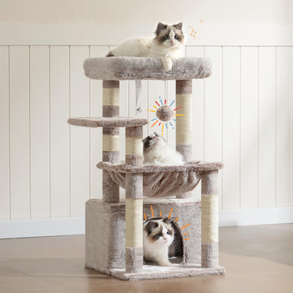 Heybly Cat Tree, Kitten Tower with Large Soft Cat Basket, Cat Condo