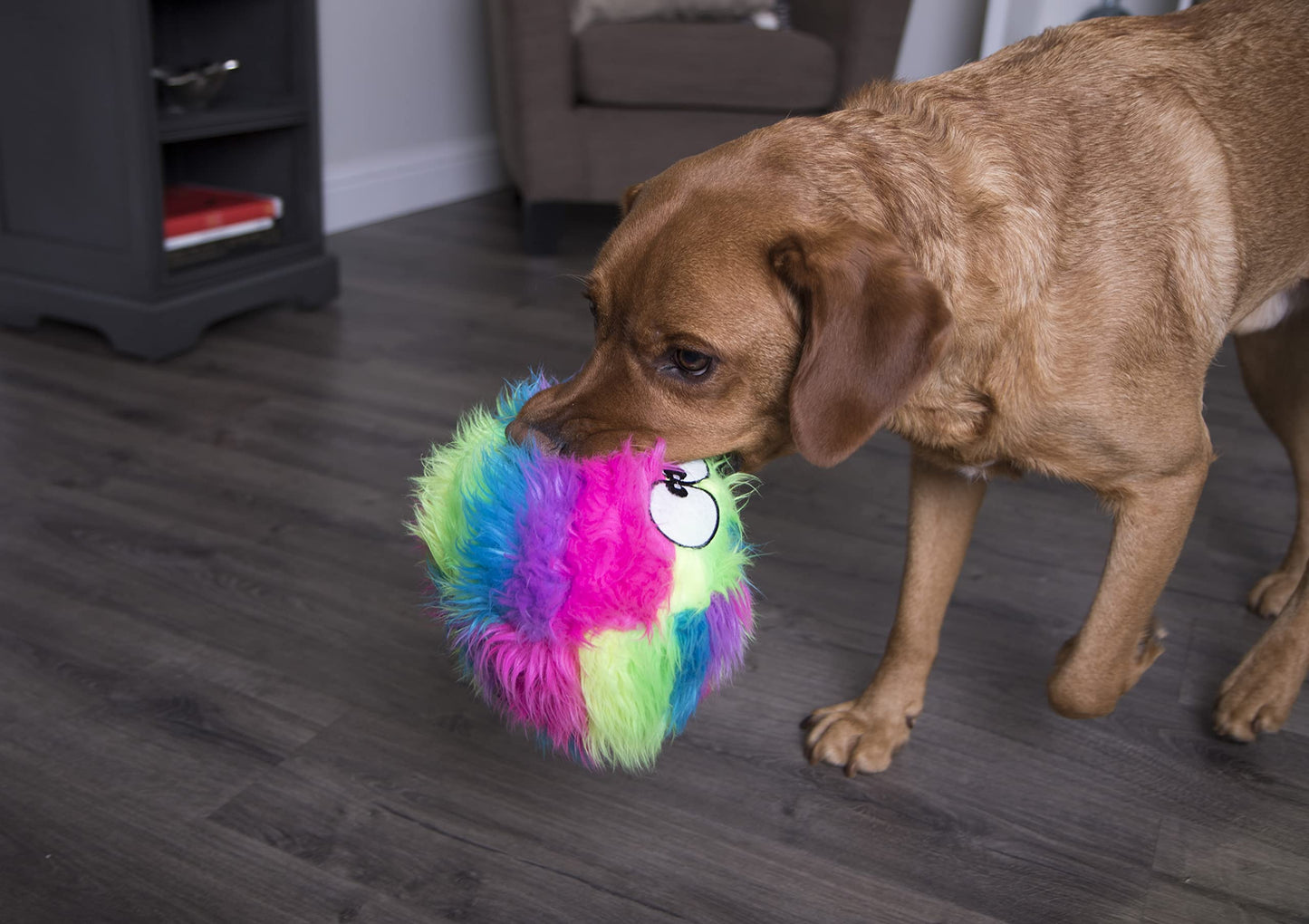 goDog Furballz Squeaky Plush Ball Dog Toy, Chew Guard Technology Plush