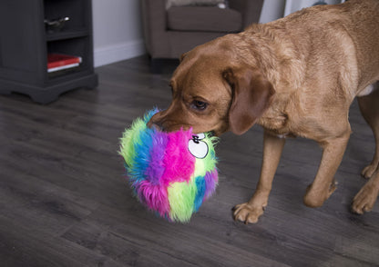 goDog Furballz Squeaky Plush Ball Dog Toy, Chew Guard Technology Plush