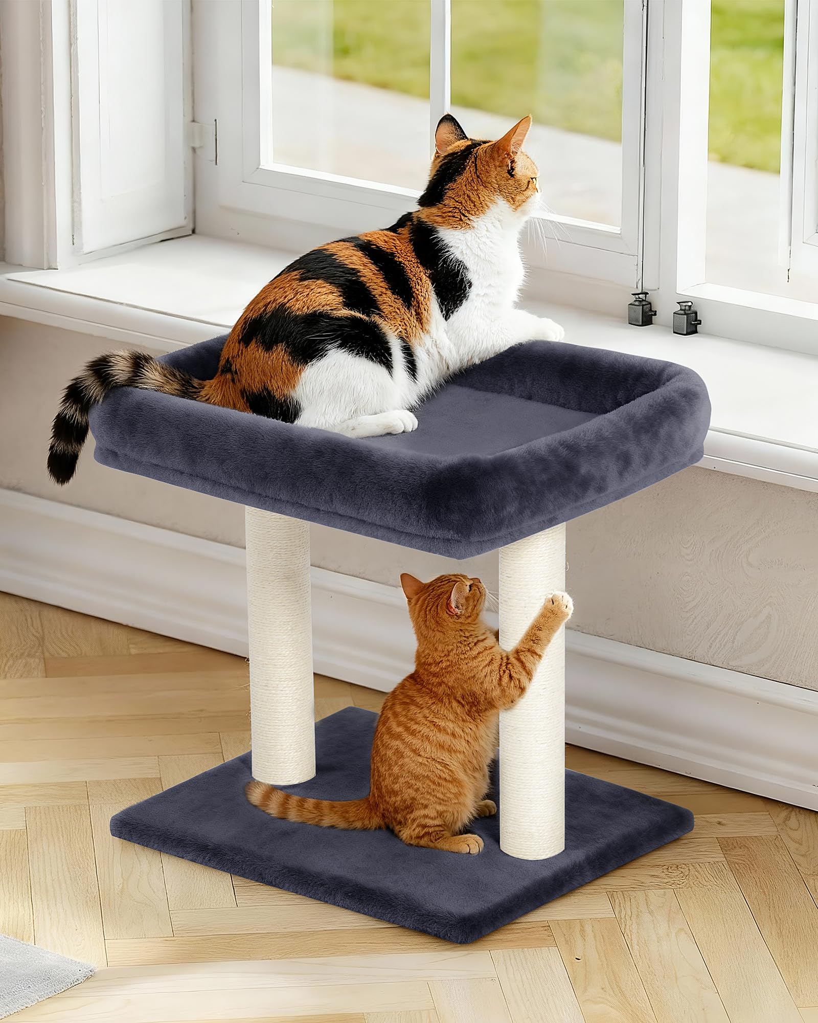 KinoTail Cat Tree with Large Top Perch Bed (19"×15.8"), Tower