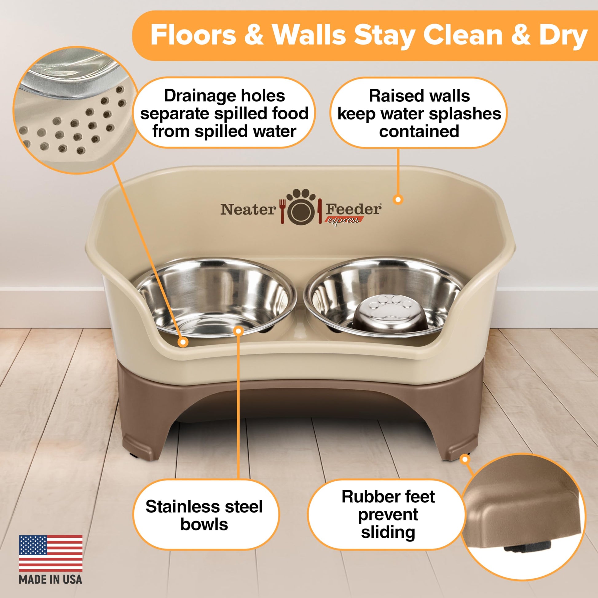 Neater Feeder Express Model w/Slow Feed Bowl Mess-Proof Dog Bowls Bowl