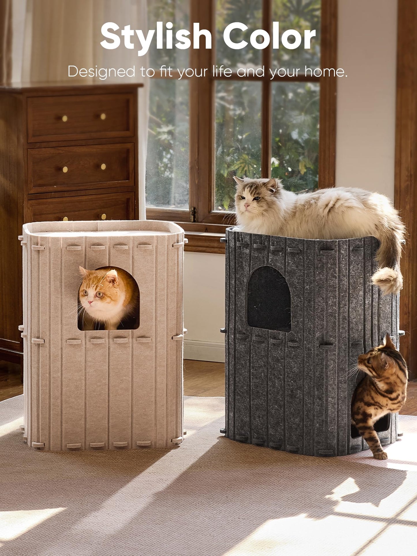 FUKUMARU Cat House for Indoor Cats, Large Cat Bed Cave Condo, Bed