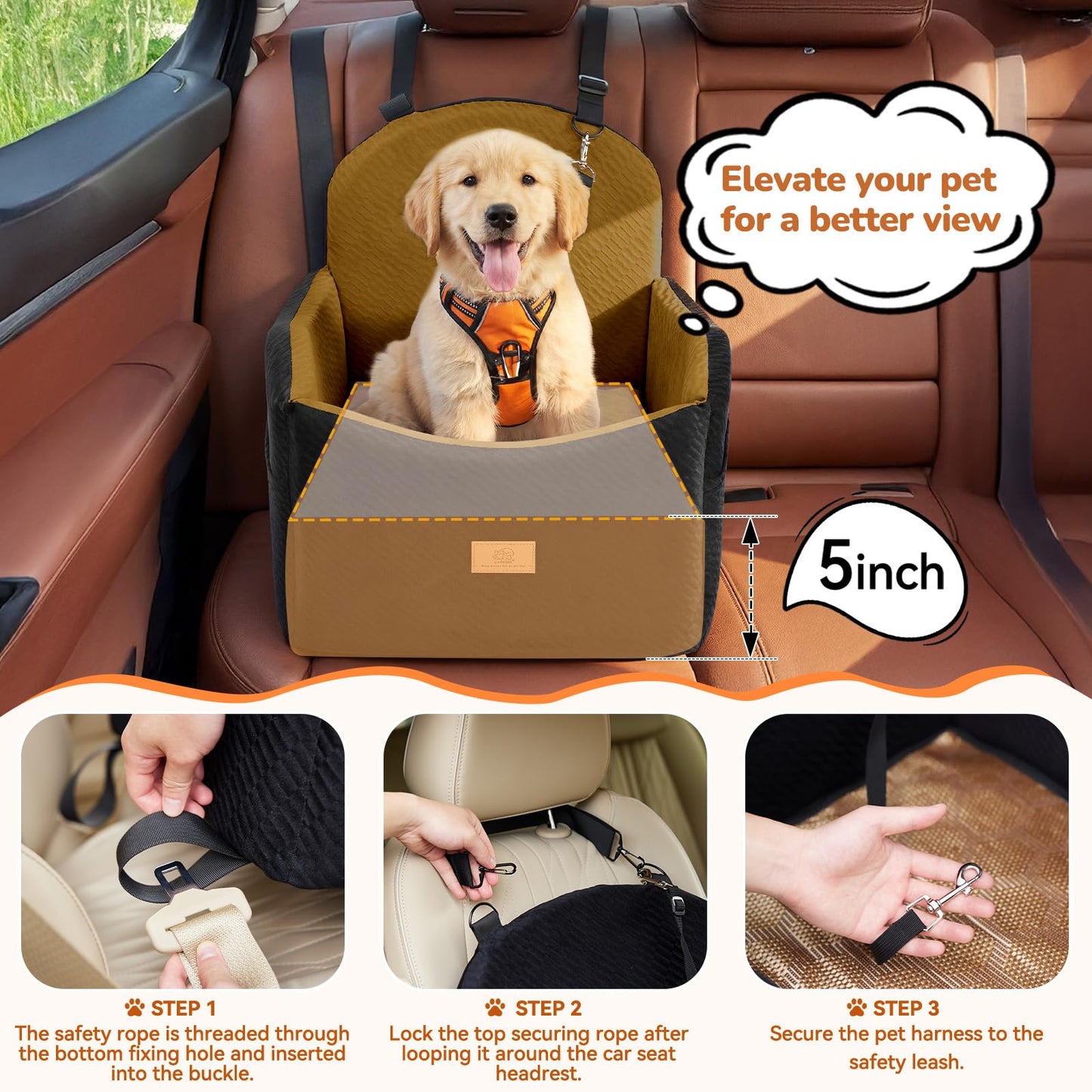 Dog Car Seat for Medium/Small Dogs, Dog Booster Car Seat, Pet Seat
