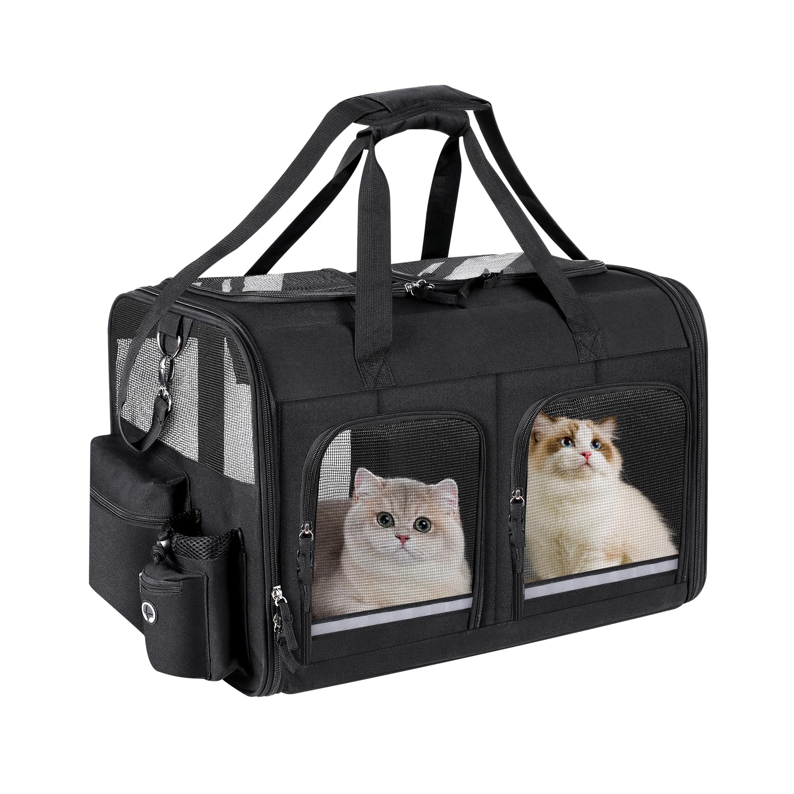 Groxkox Cat Carrier for 2 Cats, Foldable Double Cat and Dog Carrier