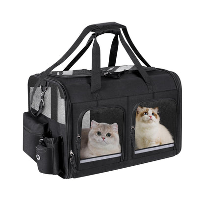 Groxkox Cat Carrier for 2 Cats, Foldable Double Cat and Dog Carrier