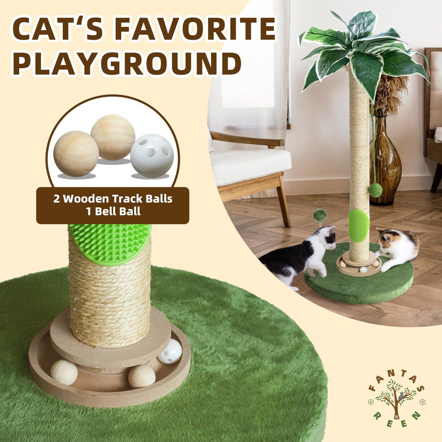 Fantasreen Cat Scratching Post 33'' Cat Scratcher Tall Posts