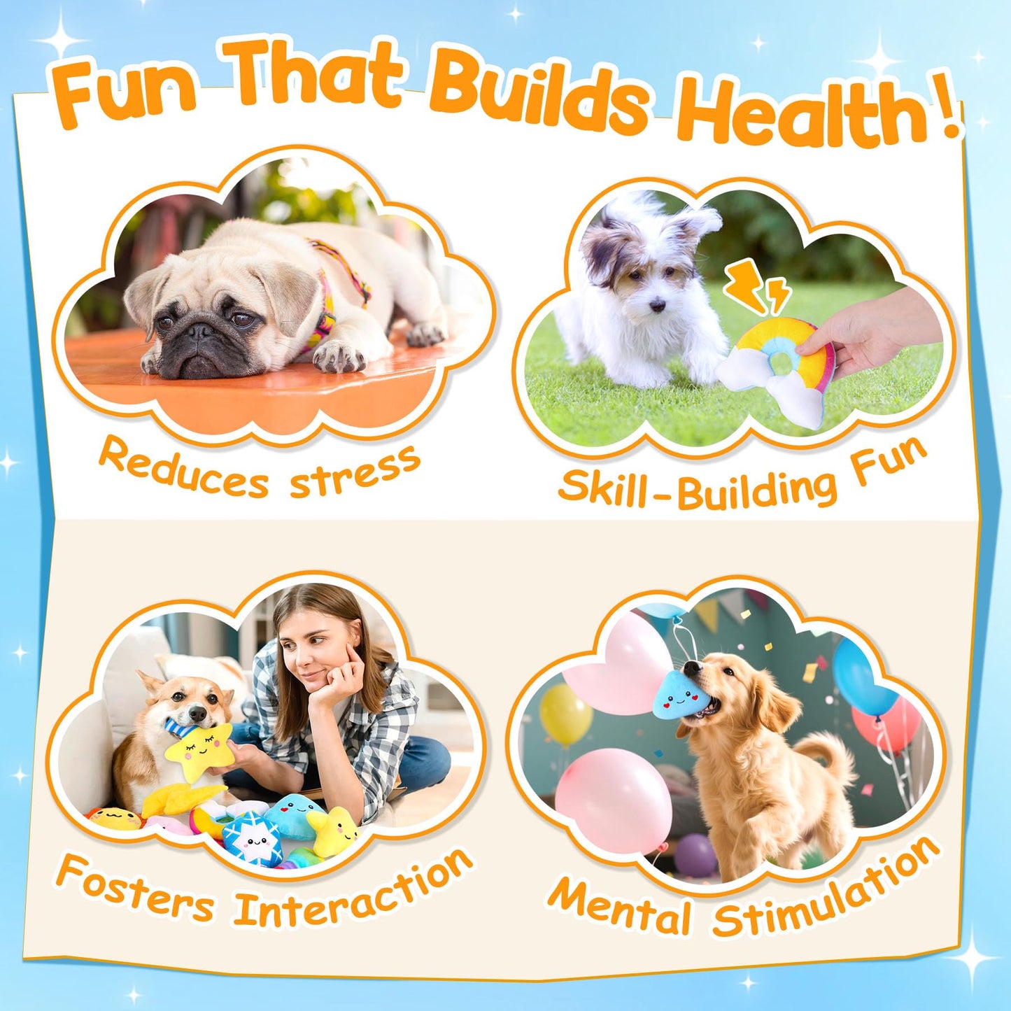 QTwoof Irresistible Weather-Themed 20-Pack Squeaky Dog Toys Set