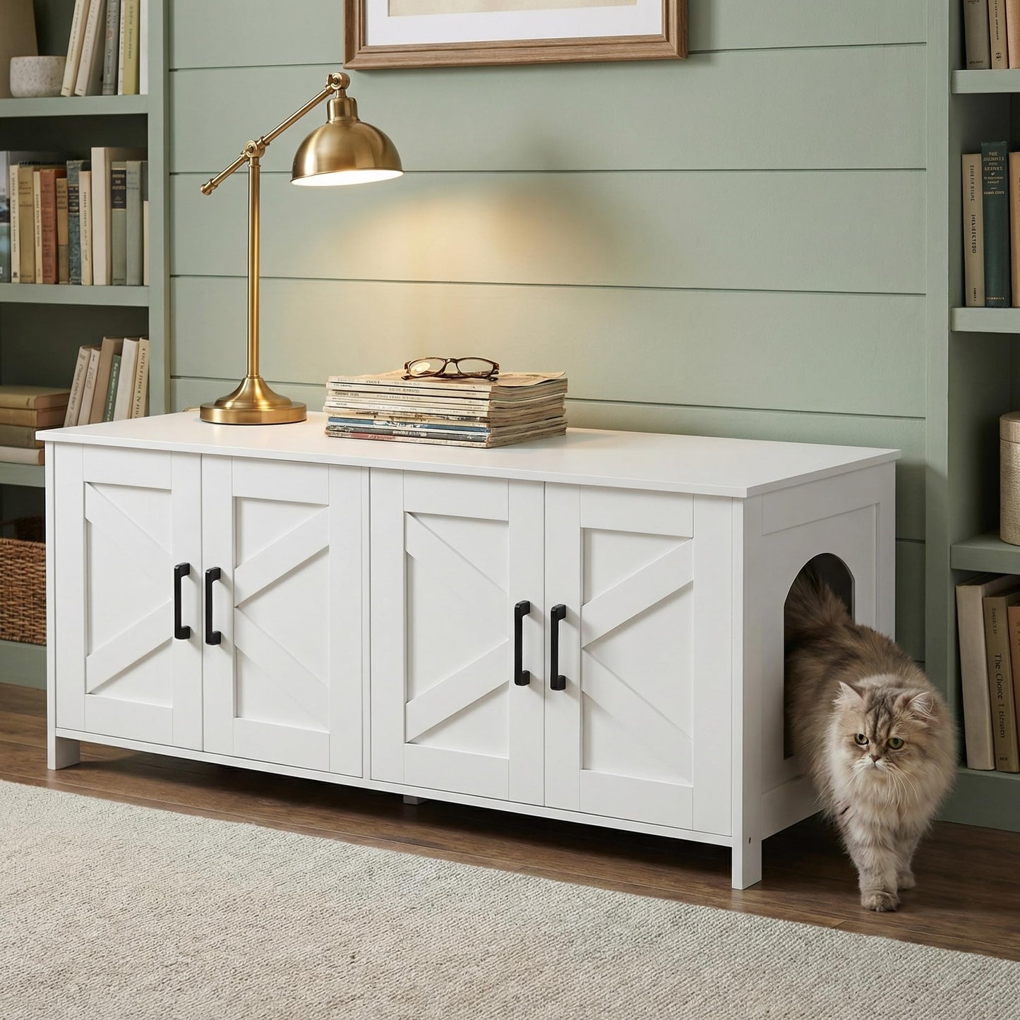 Homhedy Cat Litter Box Enclosure For 2 cats, Litter Box Furniture Box