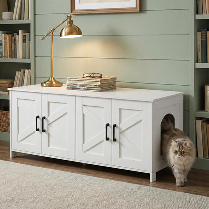 Homhedy Cat Litter Box Enclosure For 2 cats, Litter Box Furniture Box