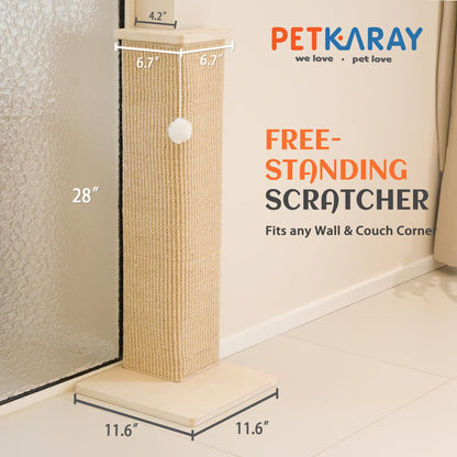 PETKARAY Couch Corner Cat Scratcher, 28'' Corner Wall Furniture