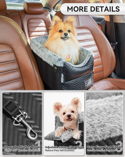 PETSFIT Center Console Dog Car Seat with Safe Protection Hooks, Seat