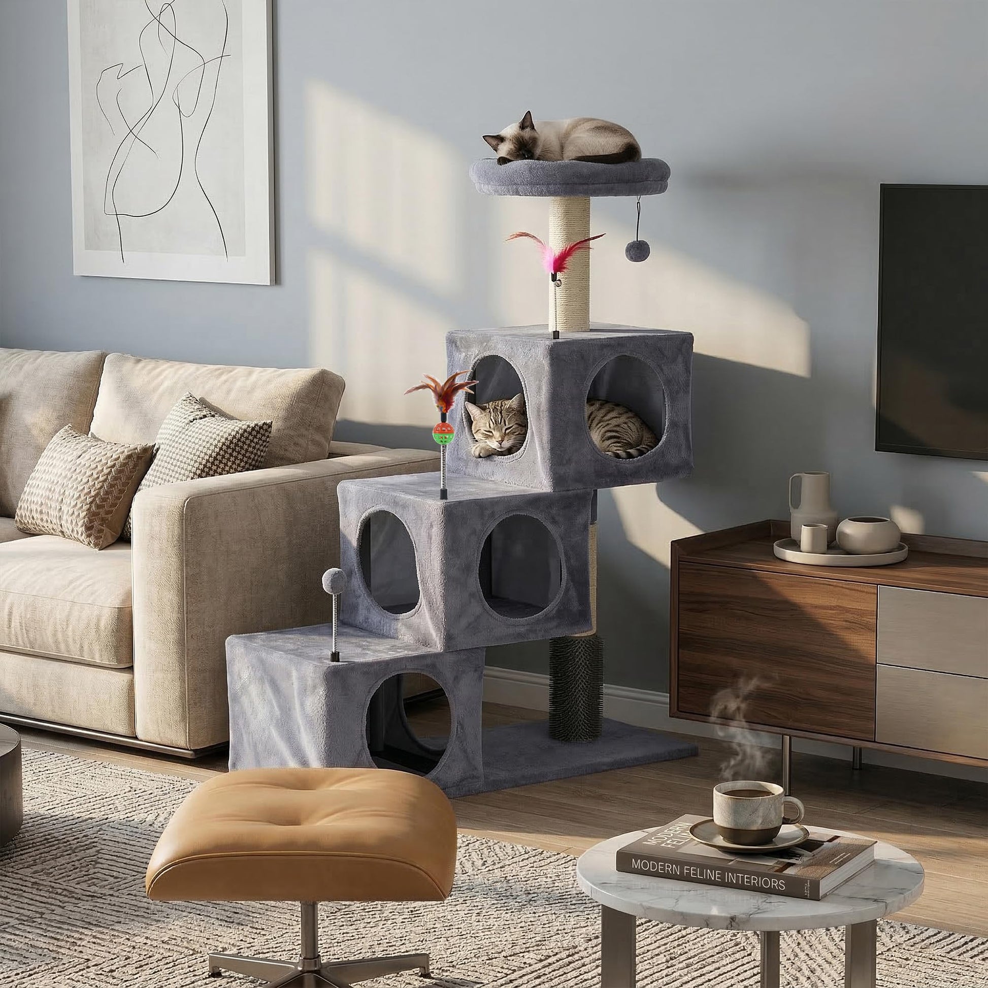 Cat Tree Tower for Indoor Cats, Cat Tree with 3 Spacious Cat Tower