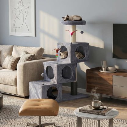 Cat Tree Tower for Indoor Cats, Cat Tree with 3 Spacious Cat Tower