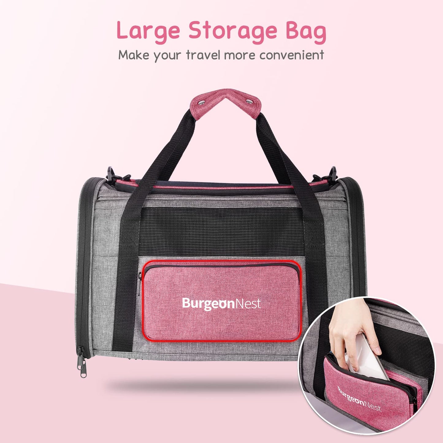 BurgeonNest Cat Carriers for Medium Puppy Under Pet Carrier