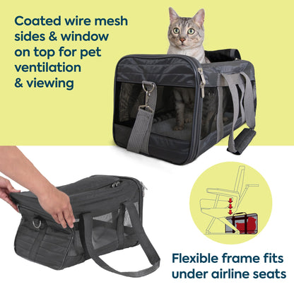 Sherpa Pet Carrier Airline Approved with Spring Wire Frame Cat Carrier