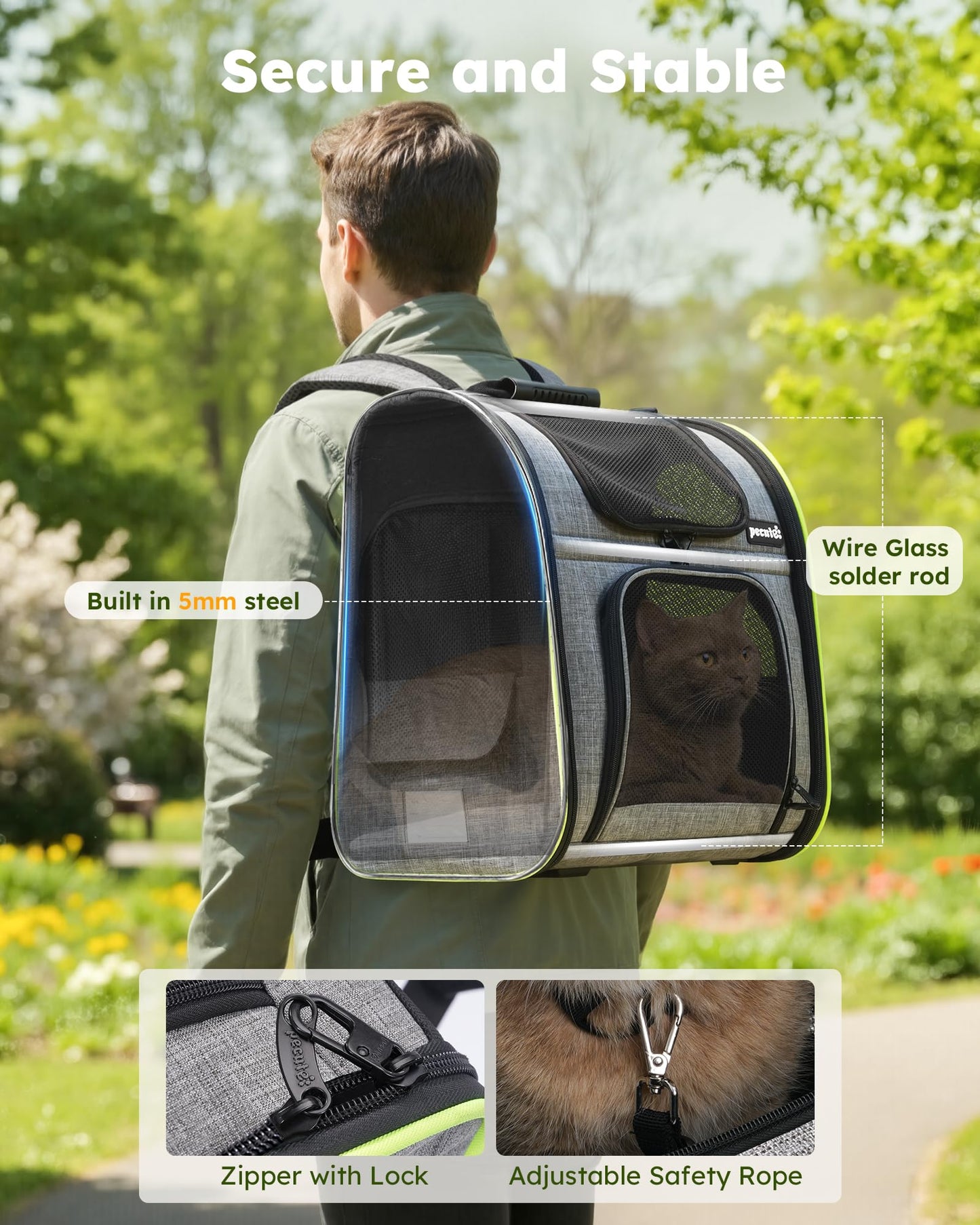 Pecute Cat Backpack Carrier Expandable Foldable Pet Backpack