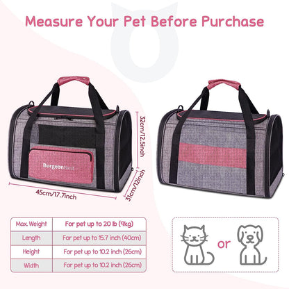 BurgeonNest Cat Carriers for Medium Puppy Under Pet Carrier