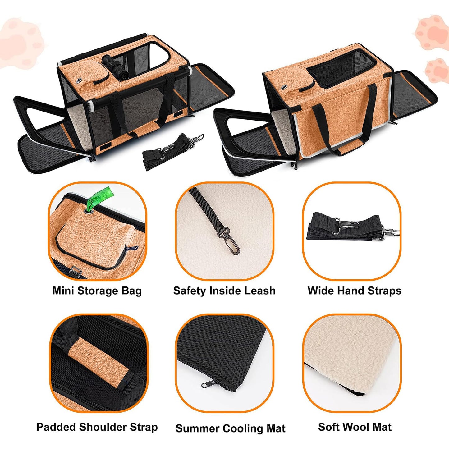 GAPZER Dog Carry Bag for Puppy Pet Soft-Shell Portable Kennel Crate