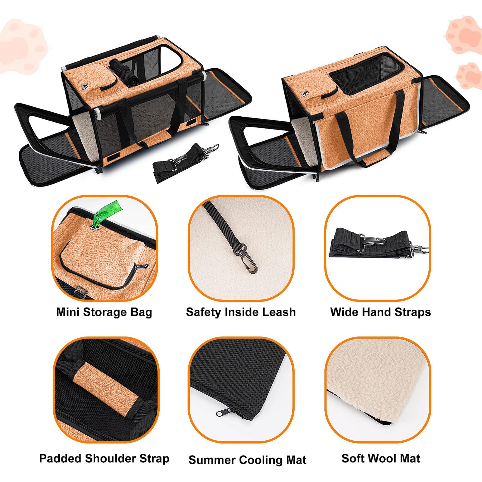 GAPZER Dog Carry Bag for Puppy Pet Soft-Shell Portable Kennel Crate