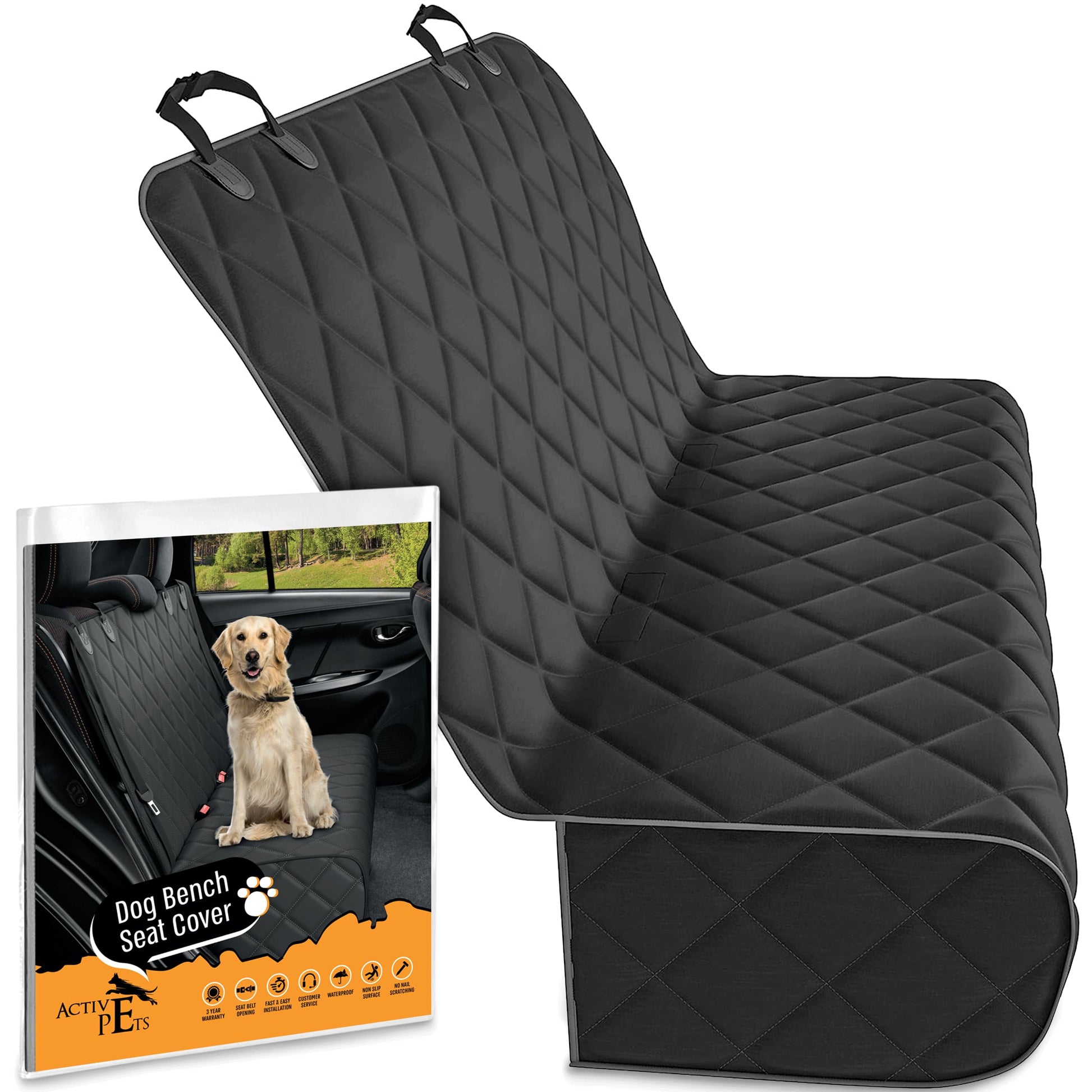 Active Pets Car Rear Seat Cover for Dogs, Durable Waterproof Seat