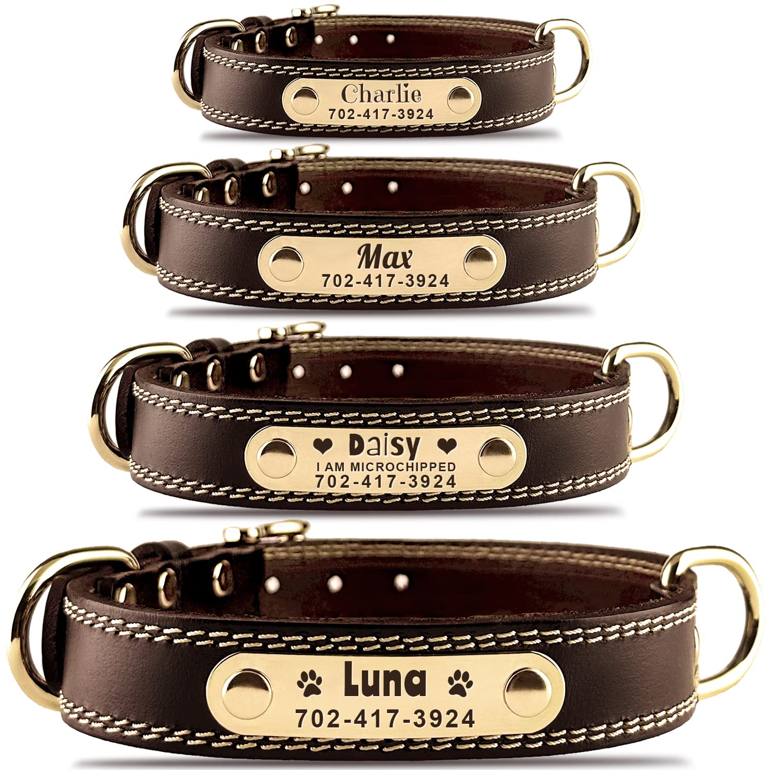 Personalized Dog Collar Custom Leather Dog Collar with Collar