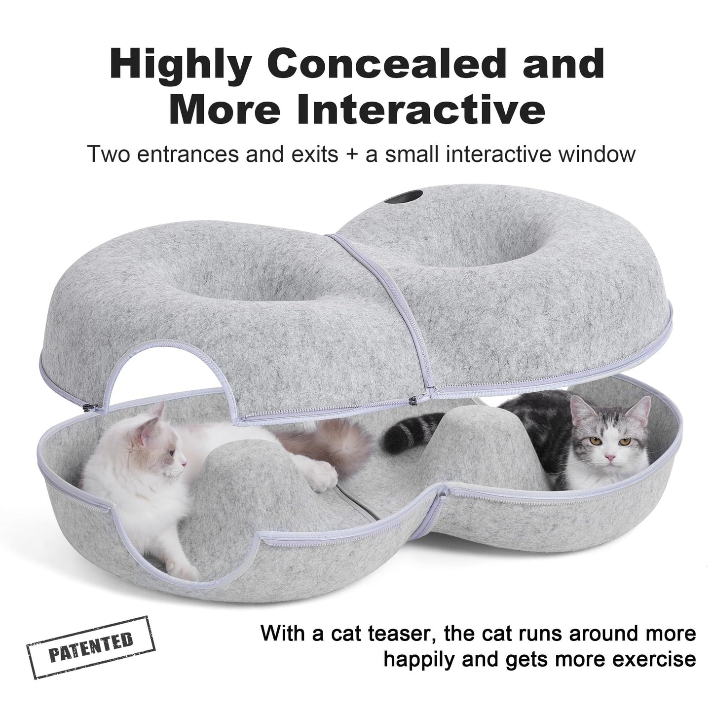 LovIntry 8-Shaped Large Cat Tunnel Bed for Indoor Cats, Infinite Bed