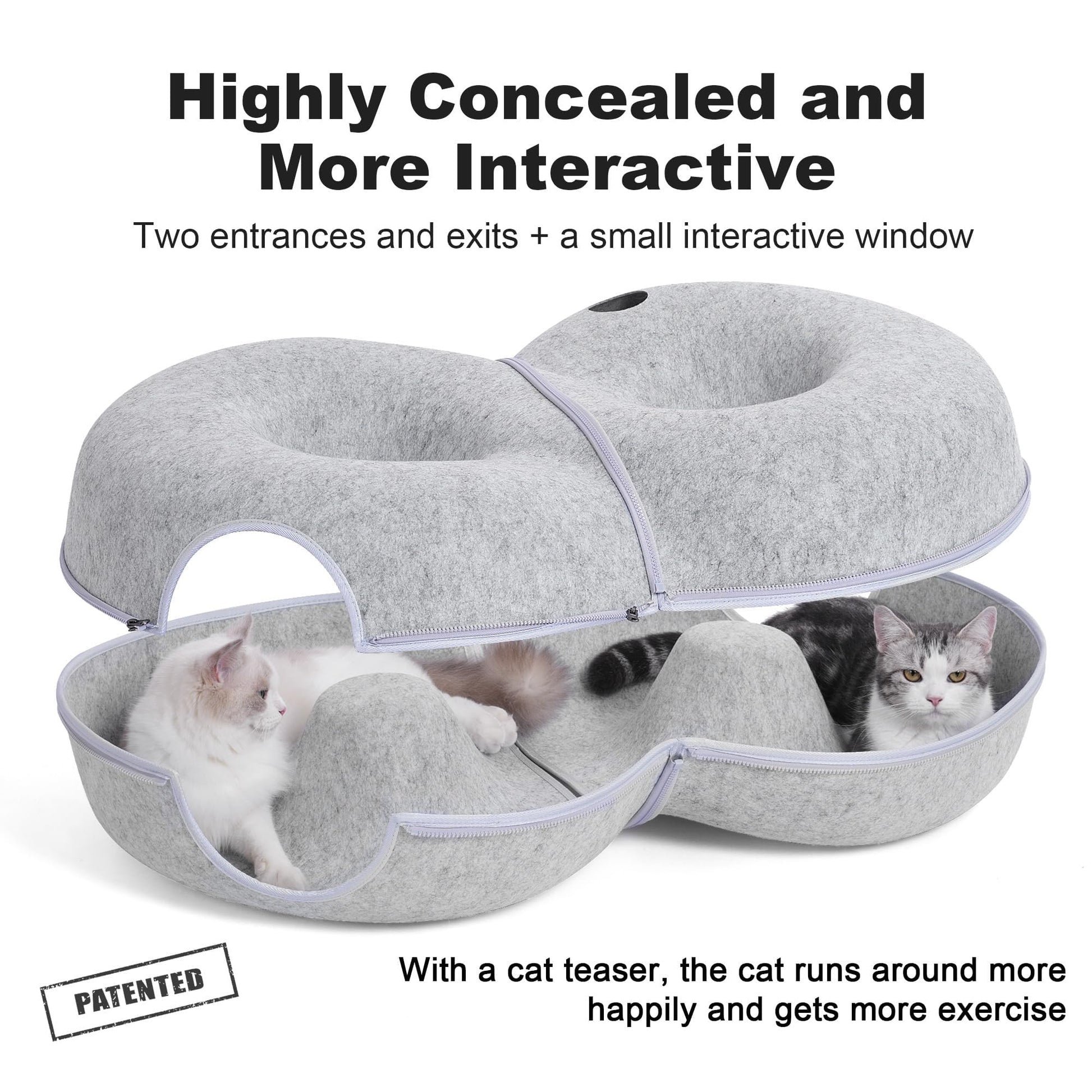 LovIntry 8-Shaped Large Cat Tunnel Bed for Indoor Cats, Infinite Bed