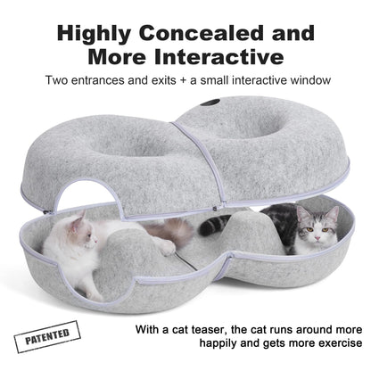 LovIntry 8-Shaped Large Cat Tunnel Bed for Indoor Cats, Infinite Bed
