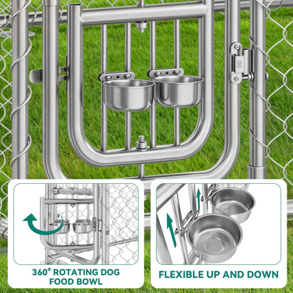 YITAHOME Outdoor Dog Kennel with Rotating Feeder Bowls, Feeder