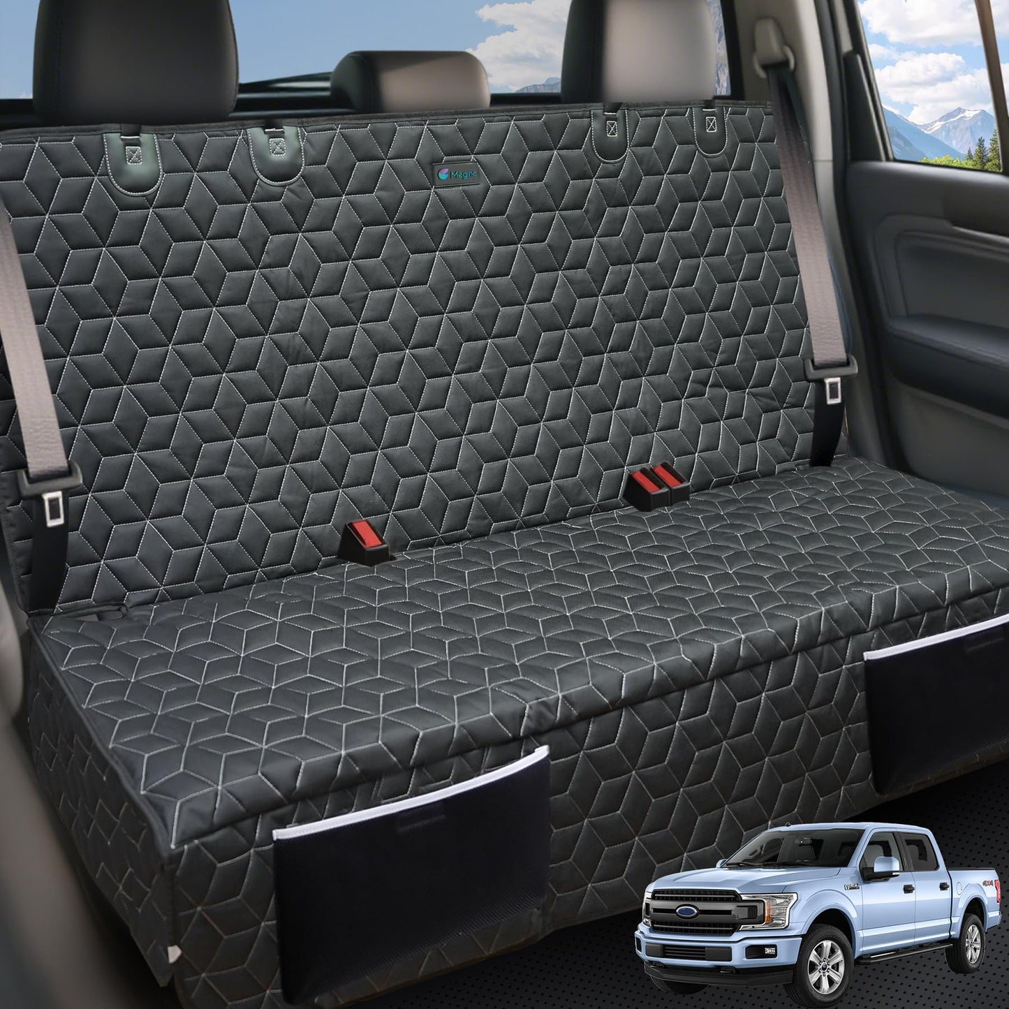 Meginc Dog Car Seat Covers for Back Seat,Waterproof Pet Bench Seat