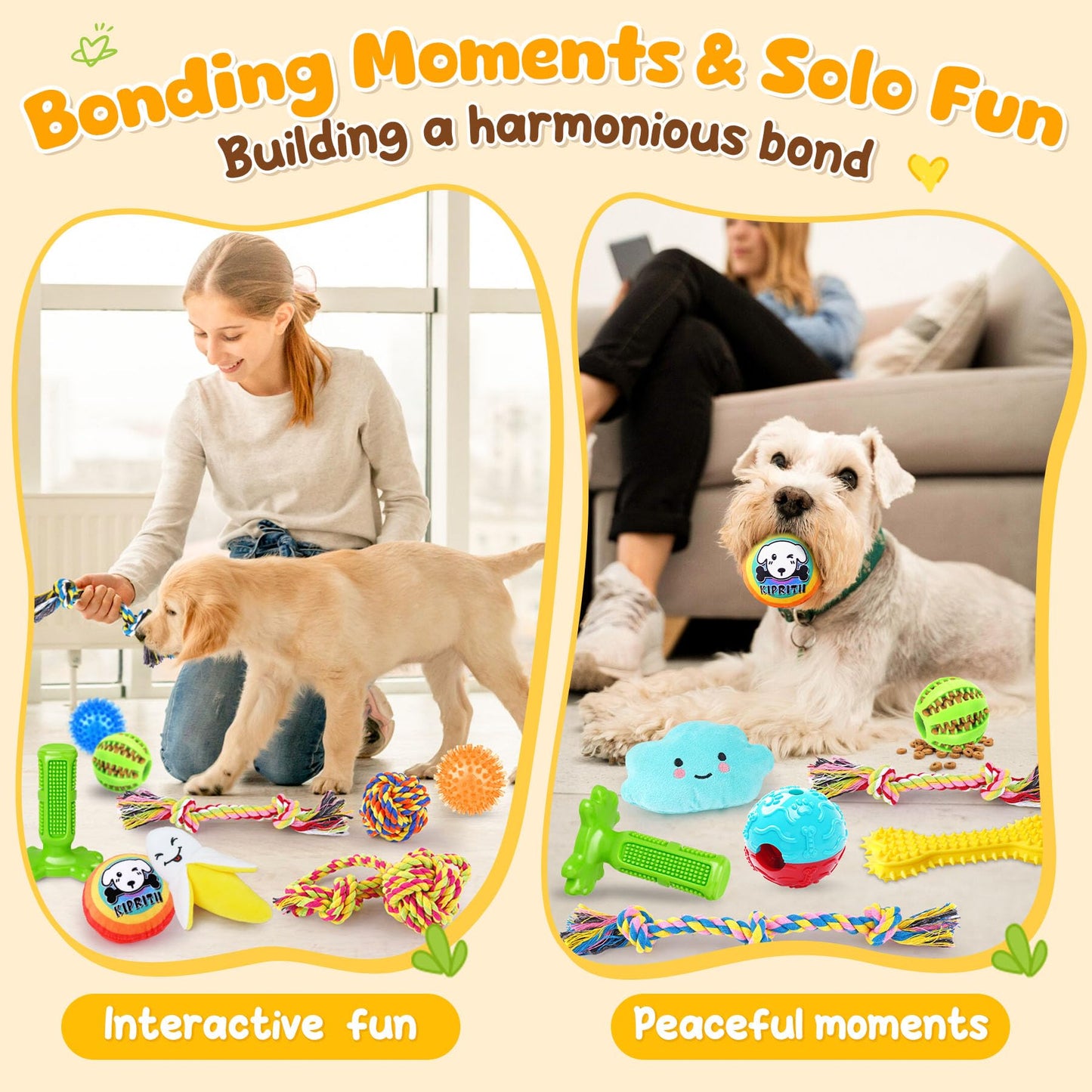 KIPRITII 25 Pack Dog Toys Set Ideal for Teething, Entertainment Rope