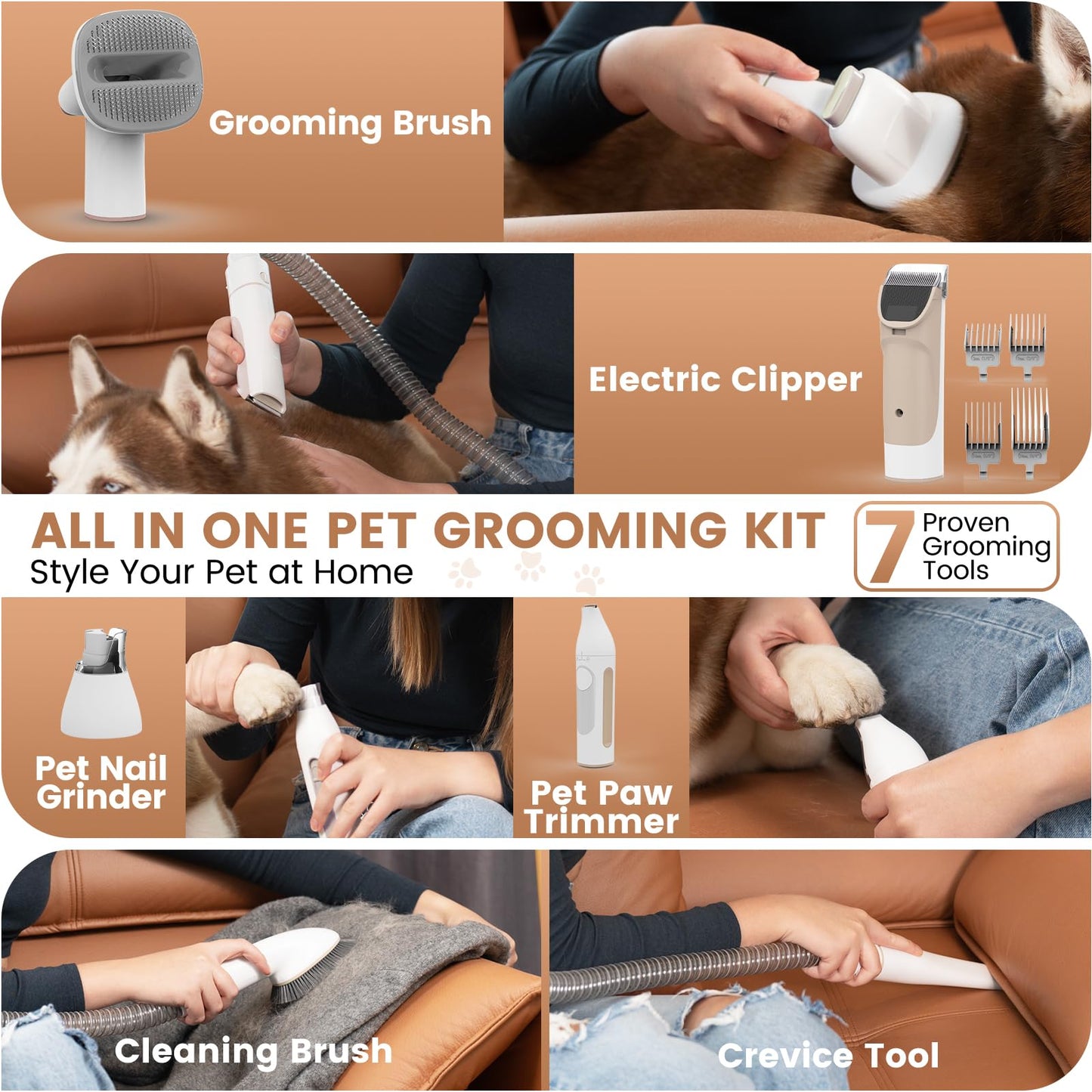 Dog Grooming Vacuum, Pet Grooming Kit, Dog Clipper Nail Trimmer