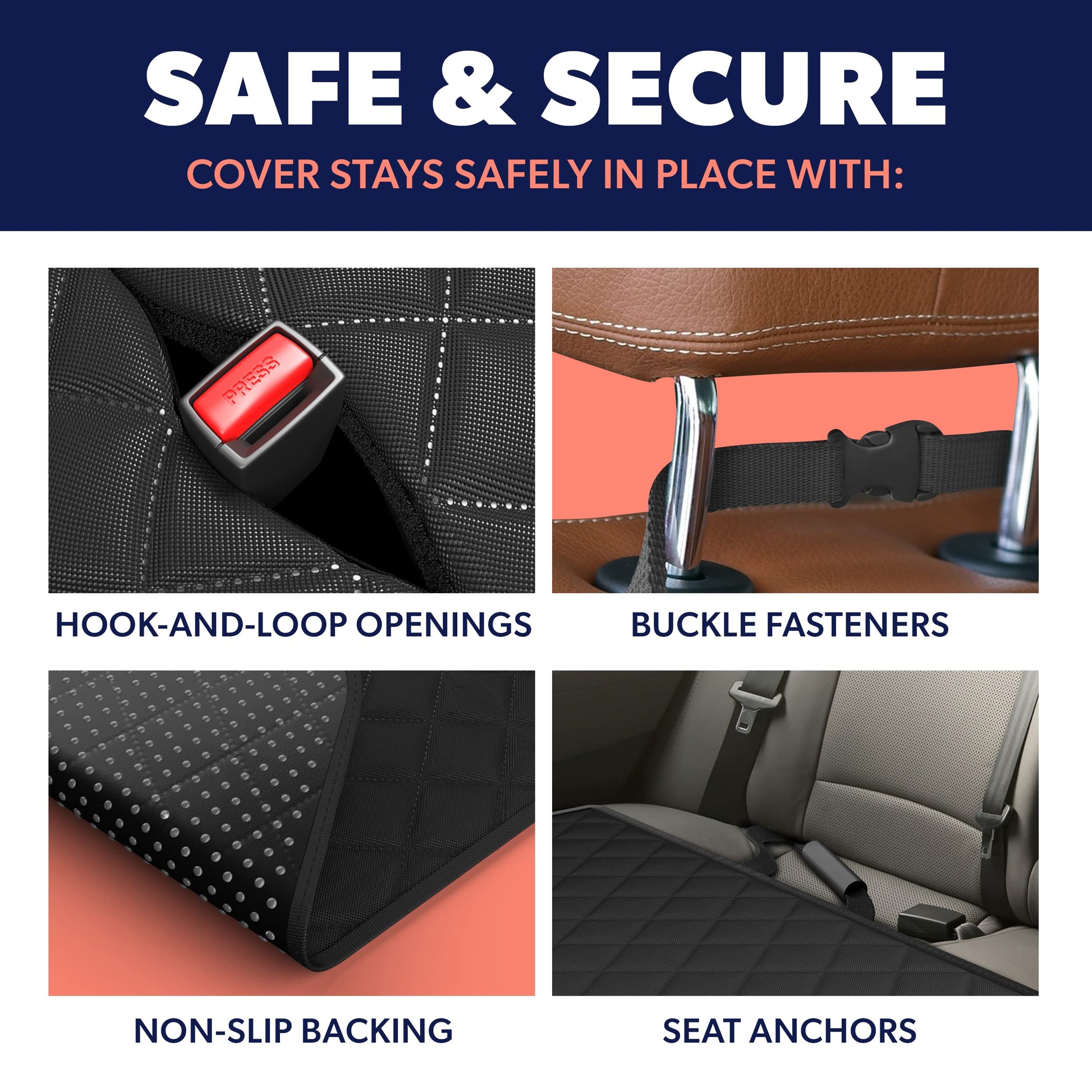 Active Pets Car Rear Seat Cover for Dogs, Durable Waterproof Seat