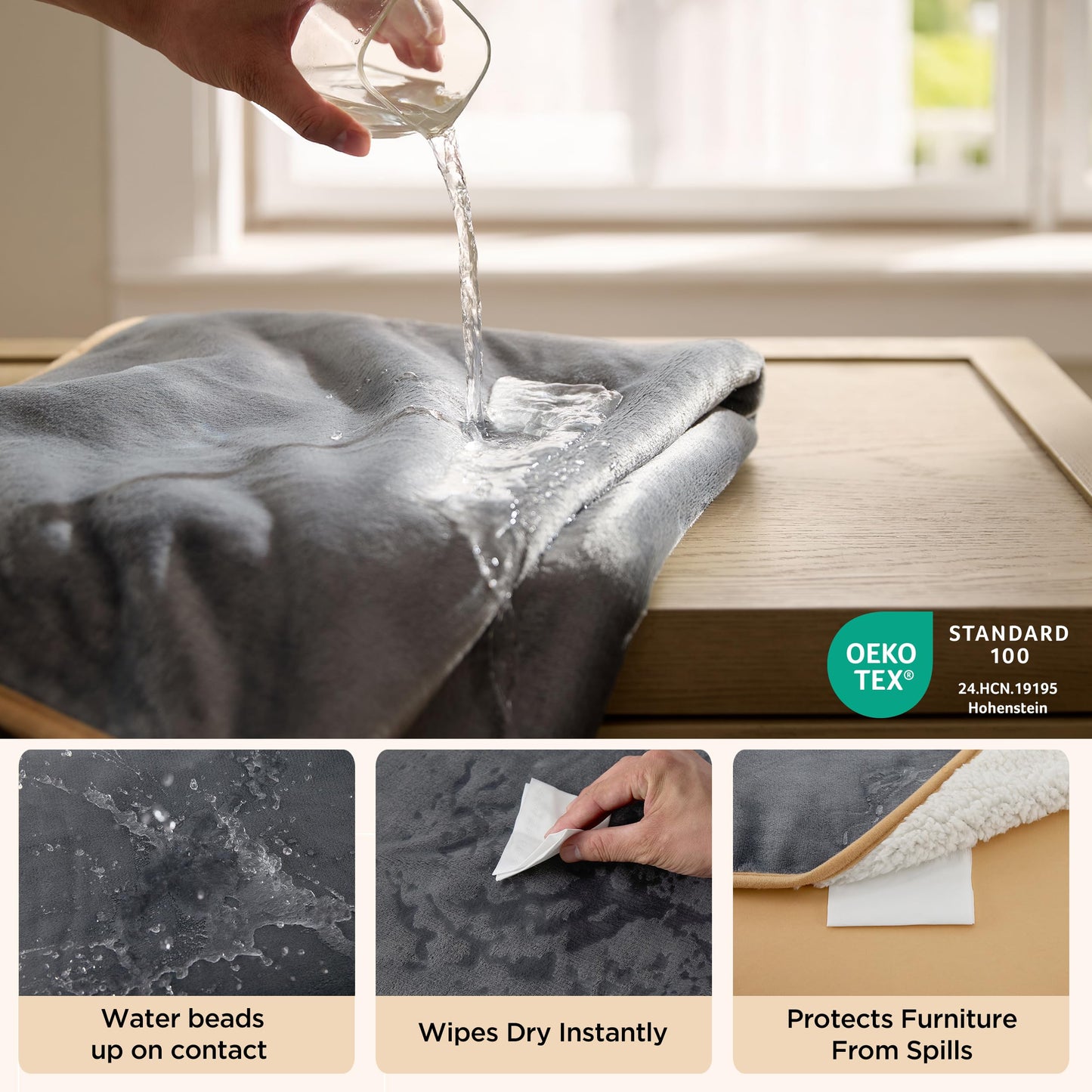 Bedsure Waterproof Blanket for Bed Queen Size- Sherpa Fleece Bed