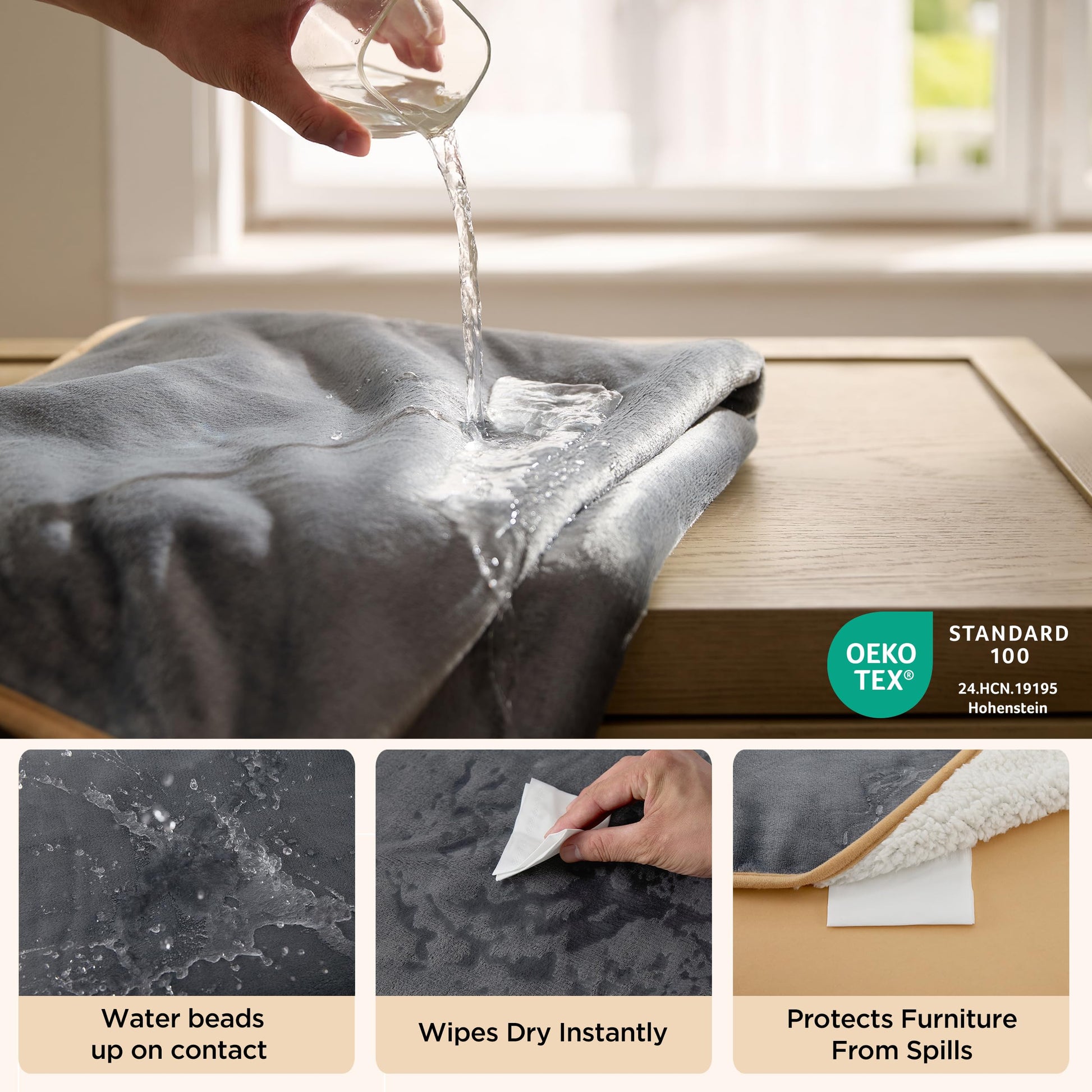 Bedsure Waterproof Blanket for Bed King Size- Sherpa Fleece Bed