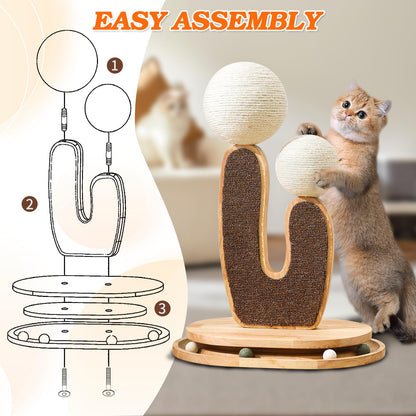 Cactus-Shaped Cat Scratching Post with Cat Scratcher, Interactive Toy