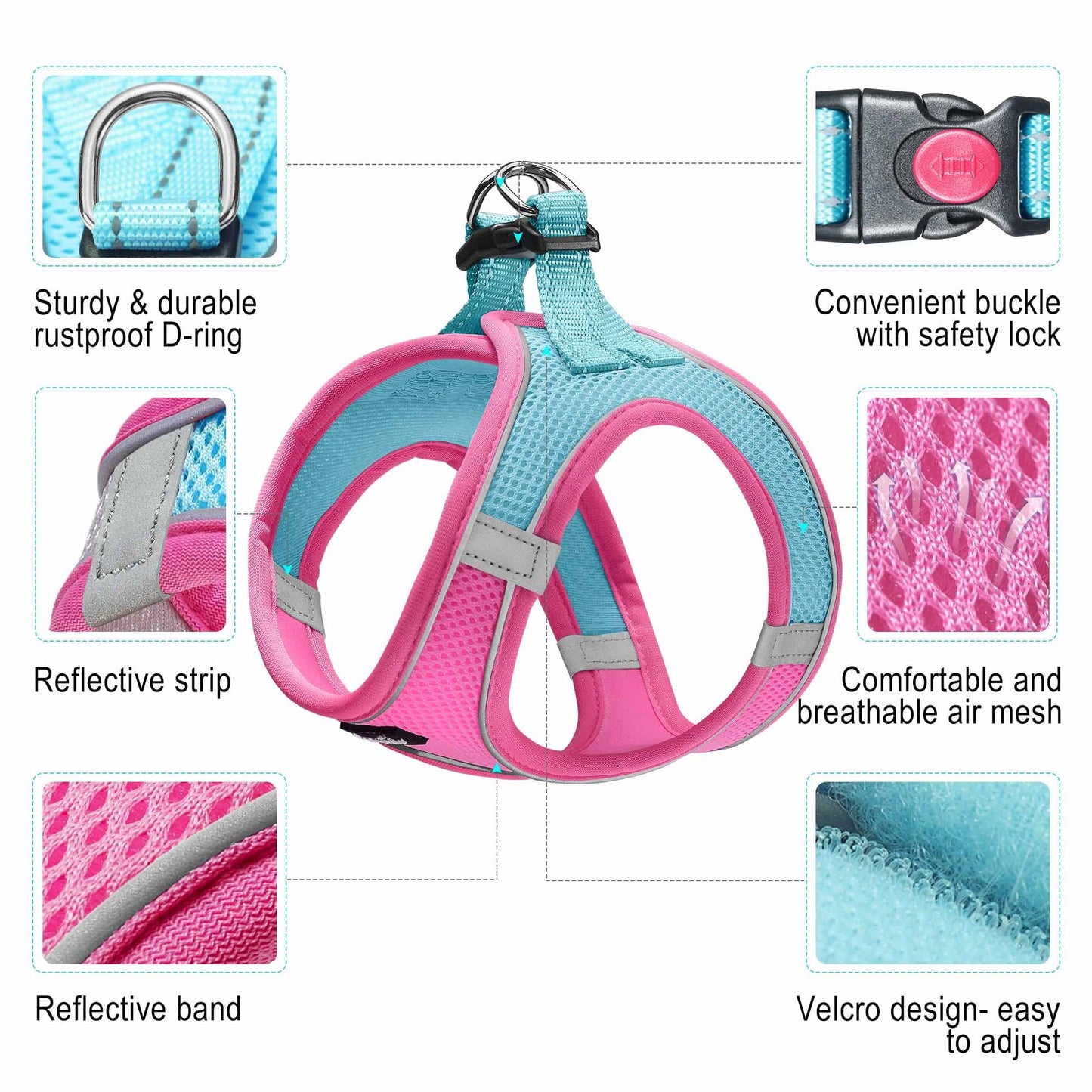 haapaw Dog Harness with Leash Set, No Pull Adjustable Reflective Set