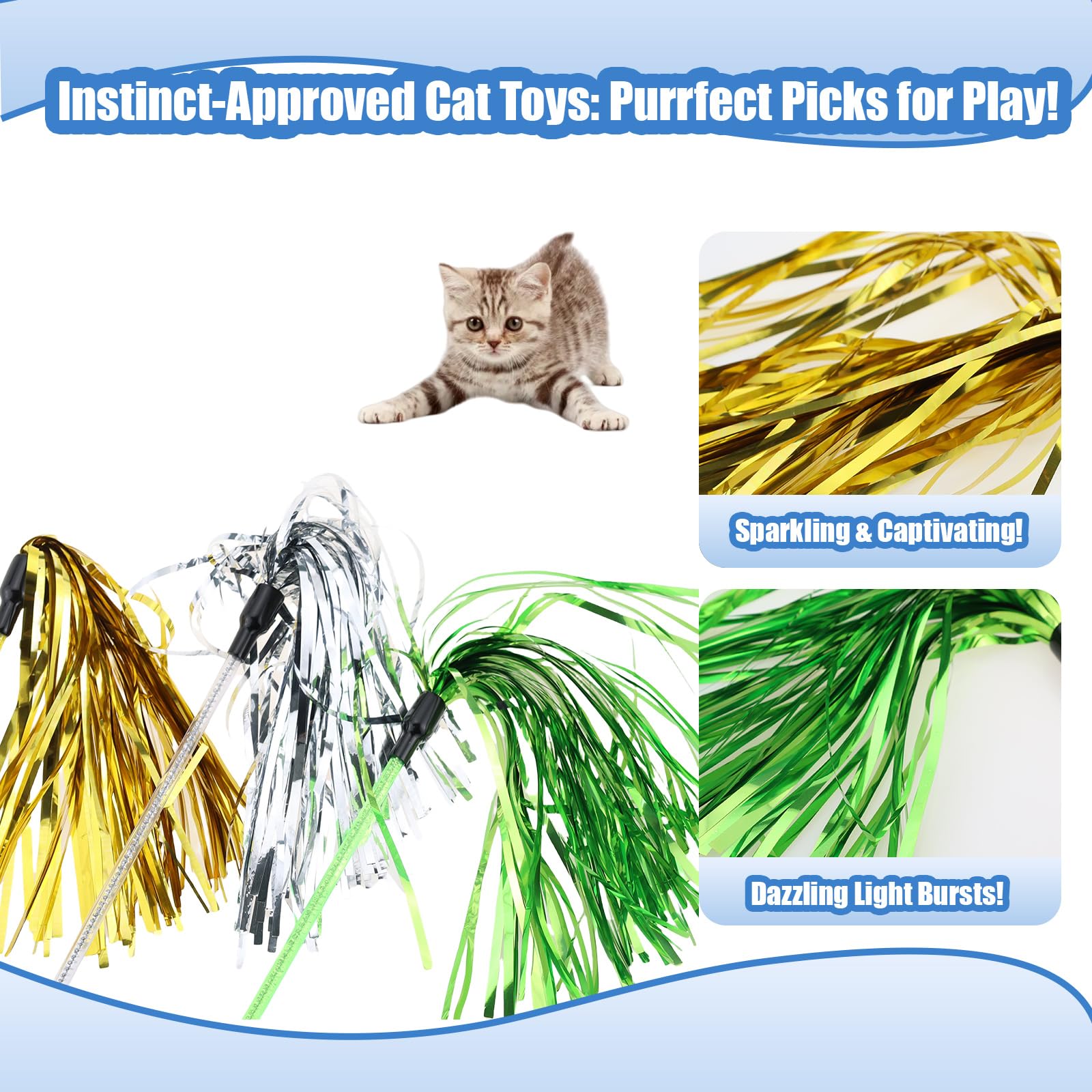 ADUCK Interactive Cat Teaser Wand Toy with Tassels Durable Cat Wand