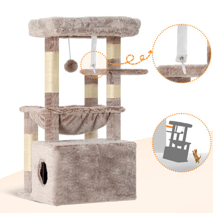 Heybly Cat Tree, Kitten Tower with Large Soft Cat Basket, Cat Condo