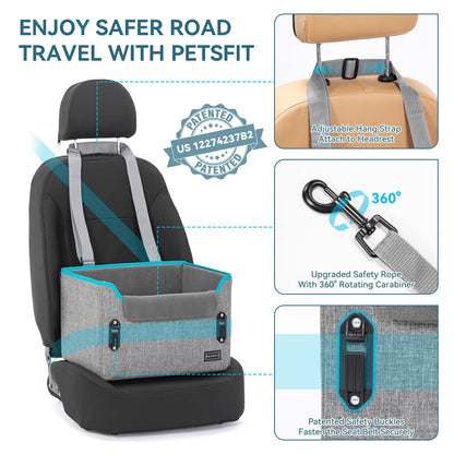 PETSFIT Dog Car Seats for Small Dogs Patented Safety Buckles Seat