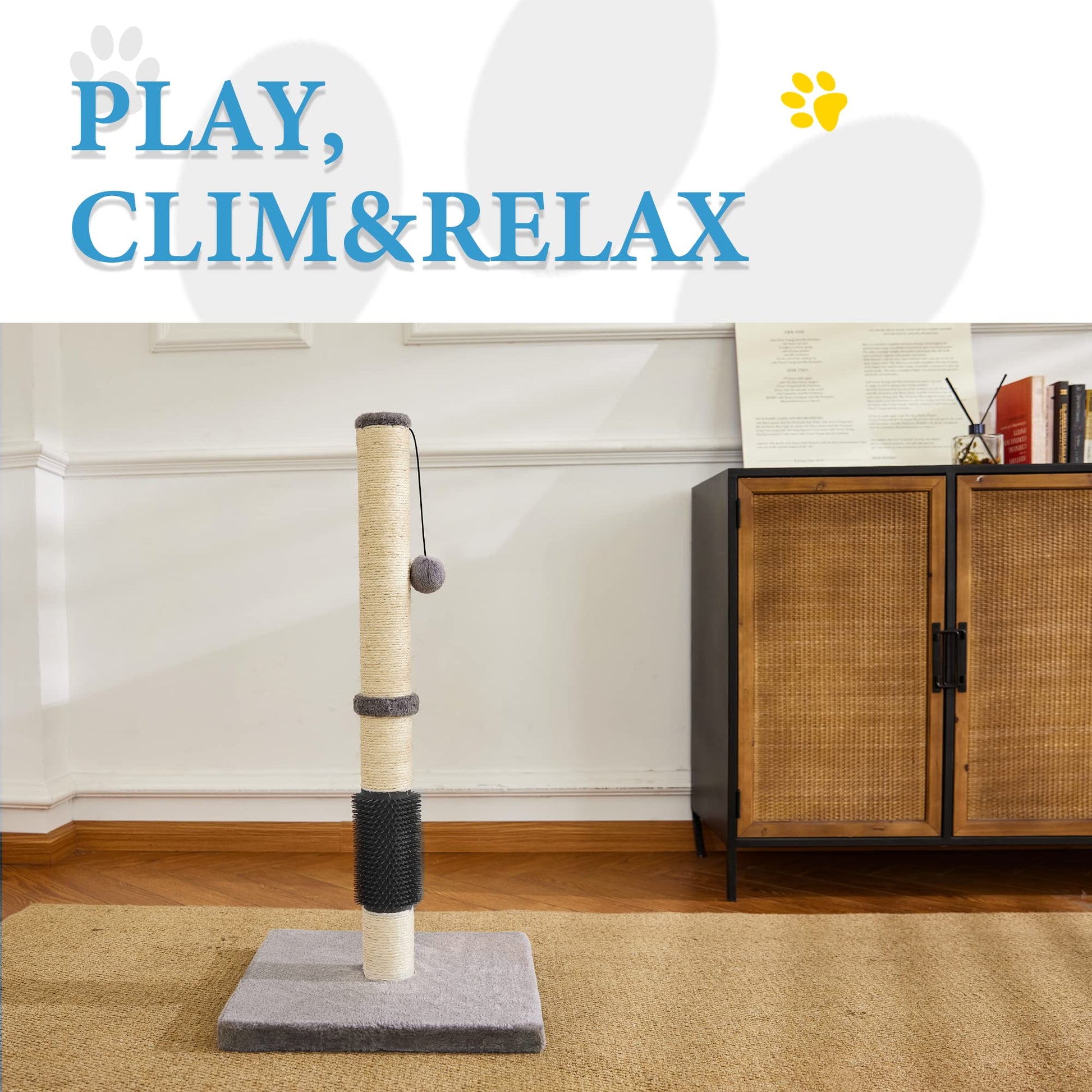 MeowHomm 32" Cat Scratching Post with Self Groomer Cat Scratcher