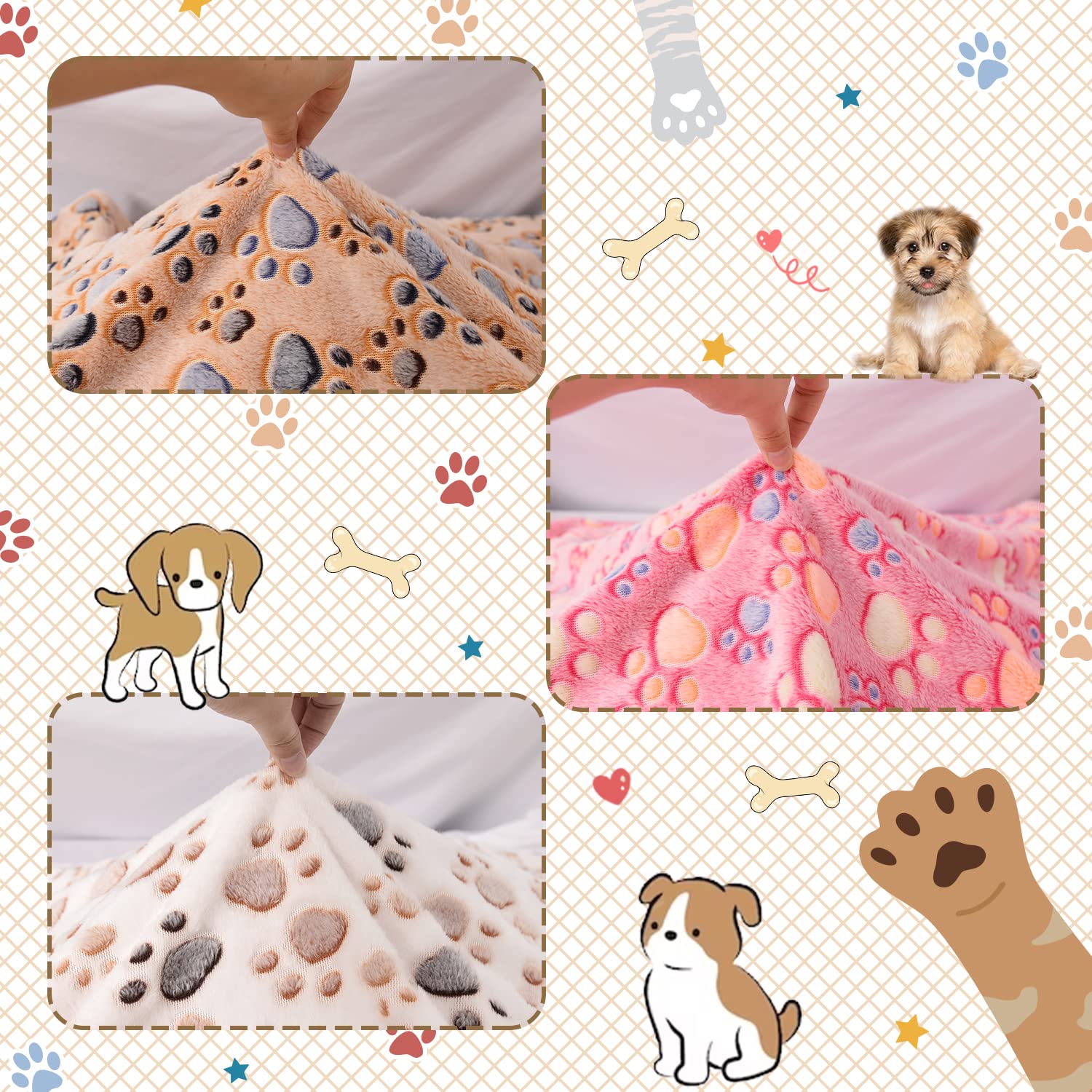 Rezutan Dog Blankets for Large Dogs, Upgraded 3 Pack Dogs Cat Crate