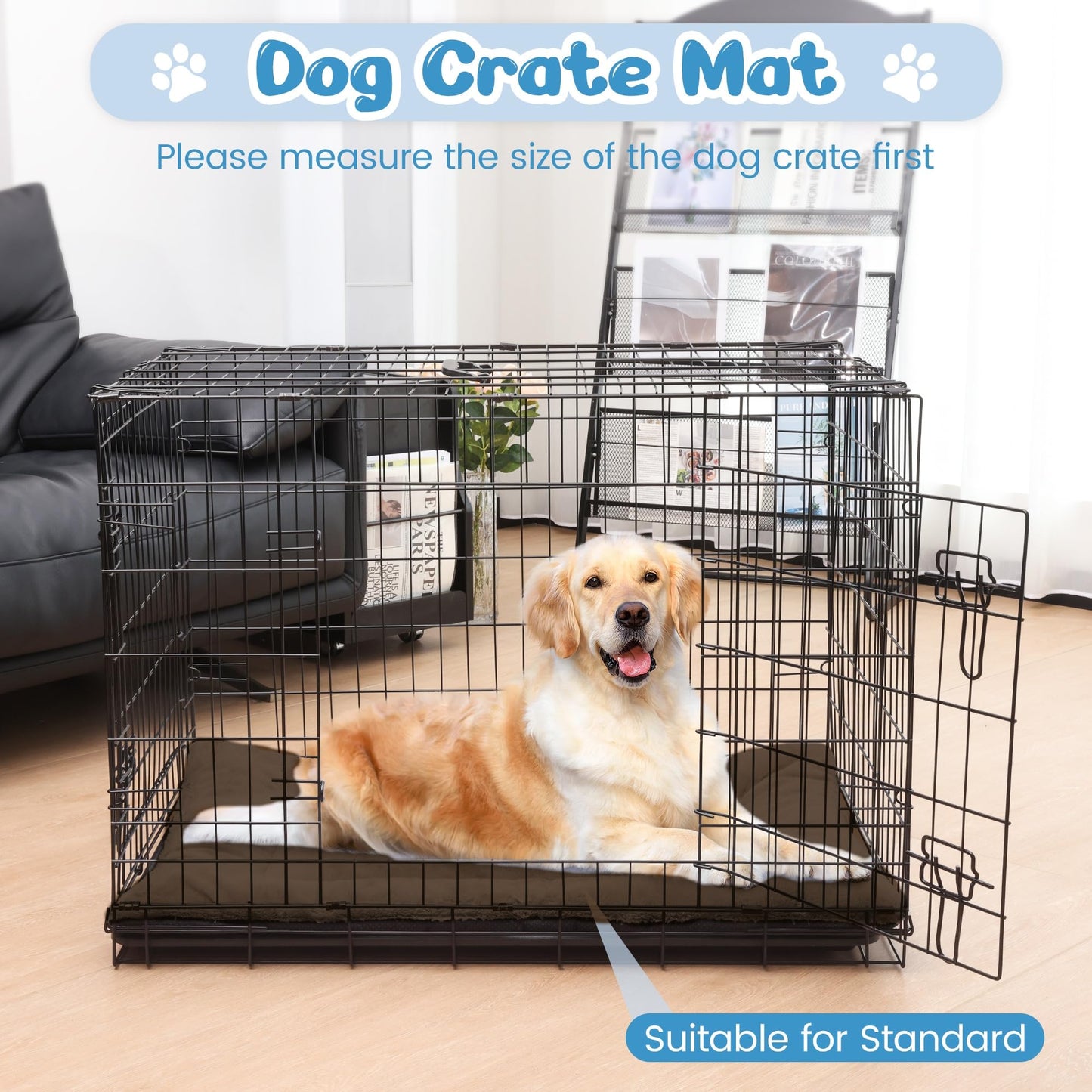 ZENGAOOU Dog Crate Pad Washable for Crate, Plush Anti-Slip Crate Mat