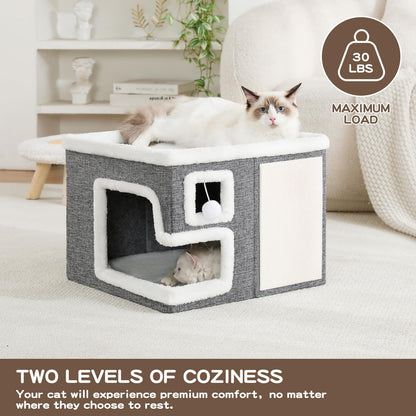 Crispedia Cat Houses for Indoor Cats, Covered Cave Bed with Bed