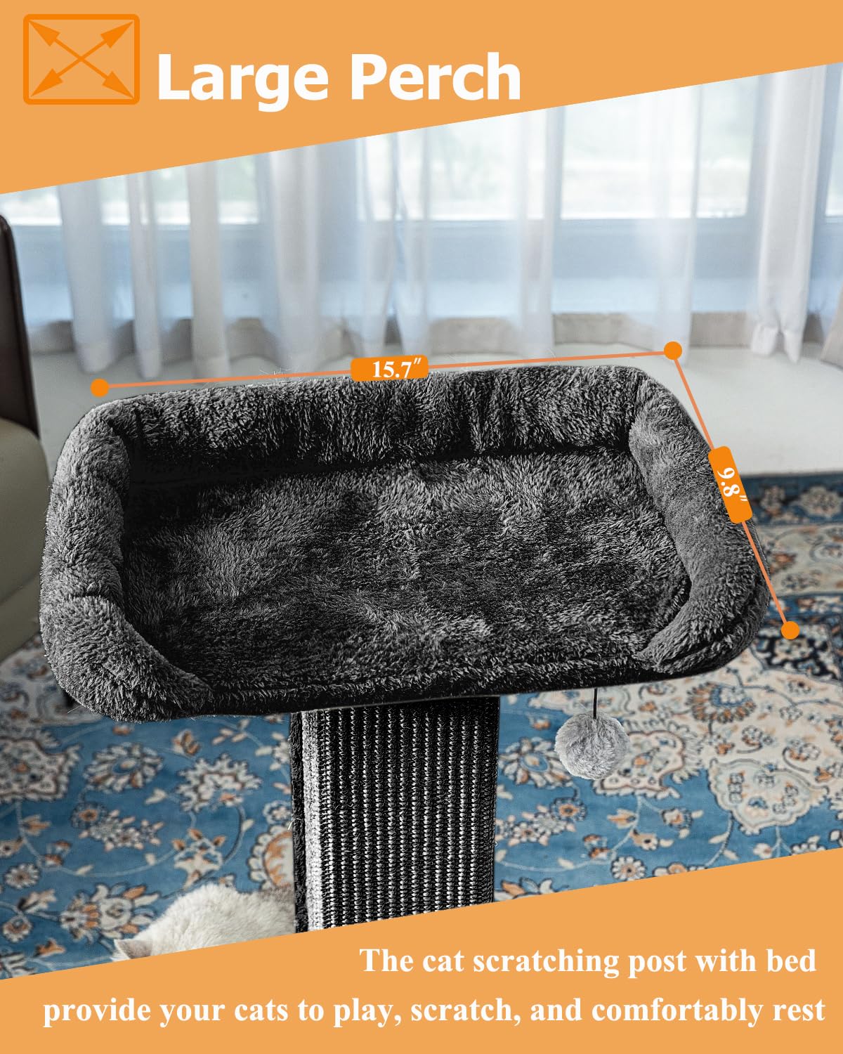 Karolpar 32" Cat Scratching Post for Indoor Cats, Sisal Cat Scratcher