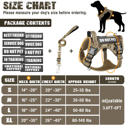 MOOGROU Tactical Dog Harness and Leash Set Small Sized Dog,Heavy Set