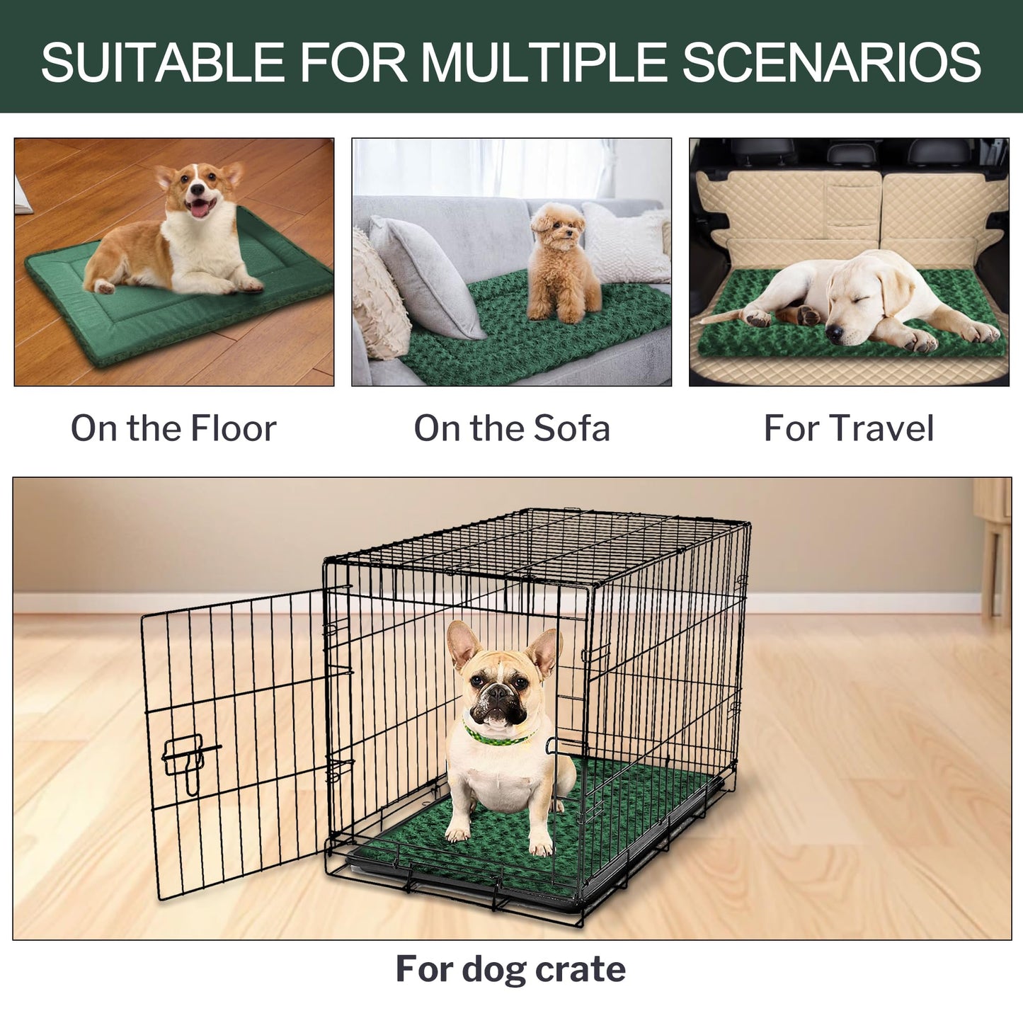 4 Pcs Washable Dog Bed Plush Orthopedic Outdoor Crate Mat