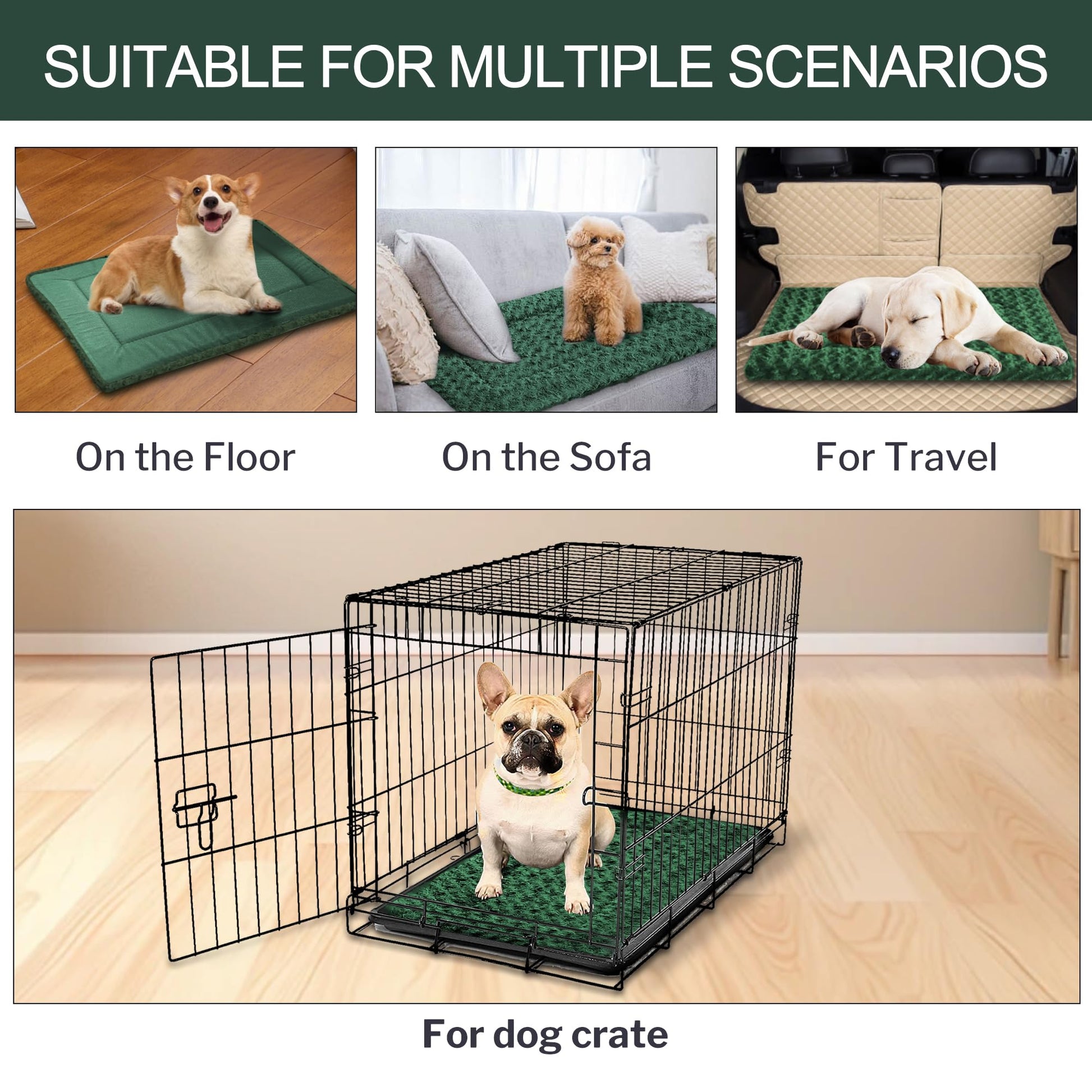 4 Pcs Washable Dog Bed Plush Orthopedic Outdoor Crate Mat
