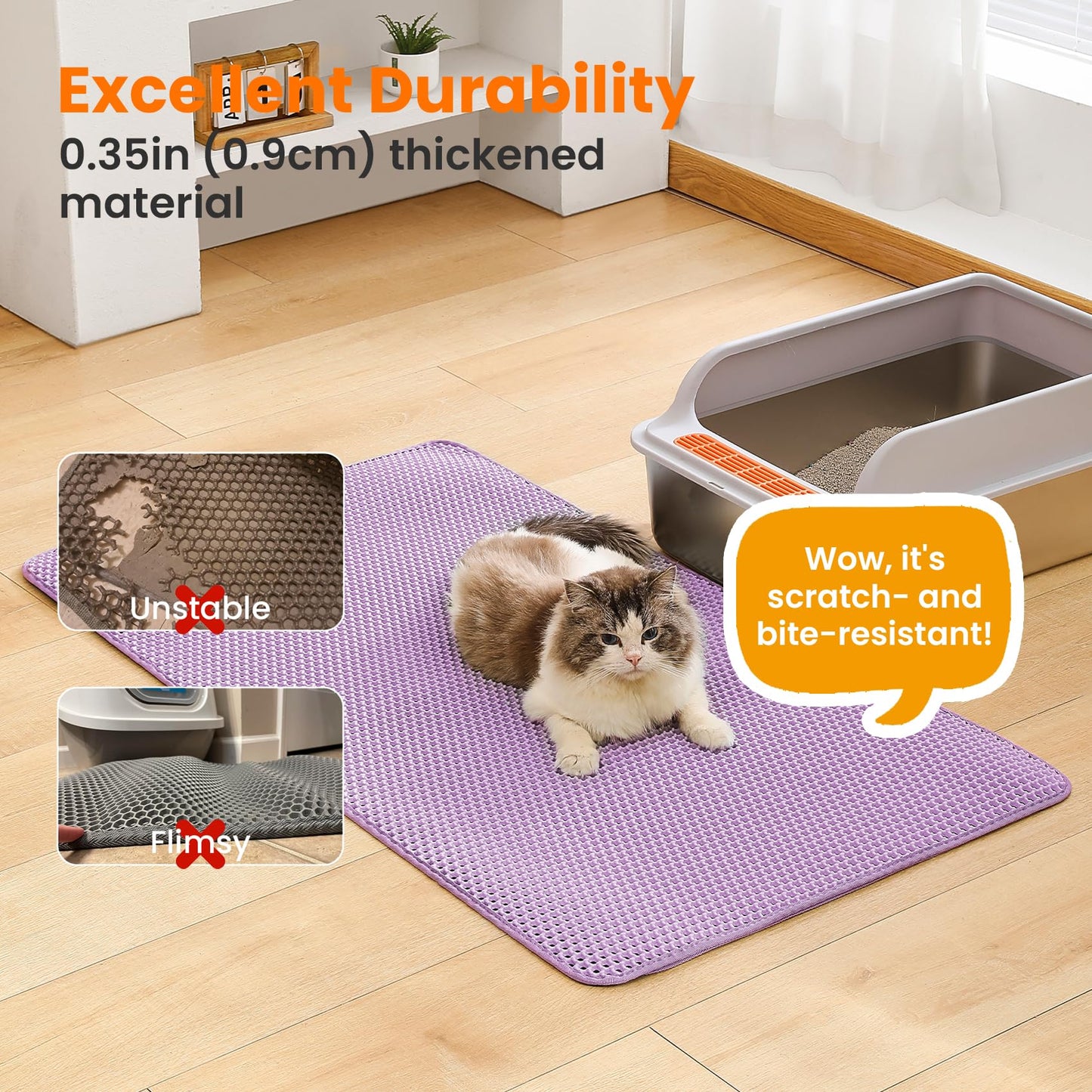 Petinstinct Jumbo Cat Litter Mat, Double Layer Honeycomb Litter